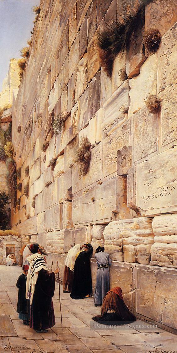 Le mur de lamentations Jérusalem huile sur toile Gustav Bauernfeind Orientalist Peintures à l'huile